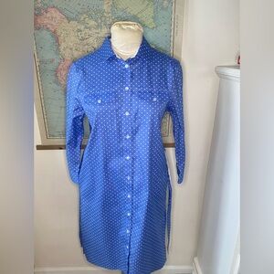 Jones New York Signature Shirt Dress In Blue With White Polka Dots
